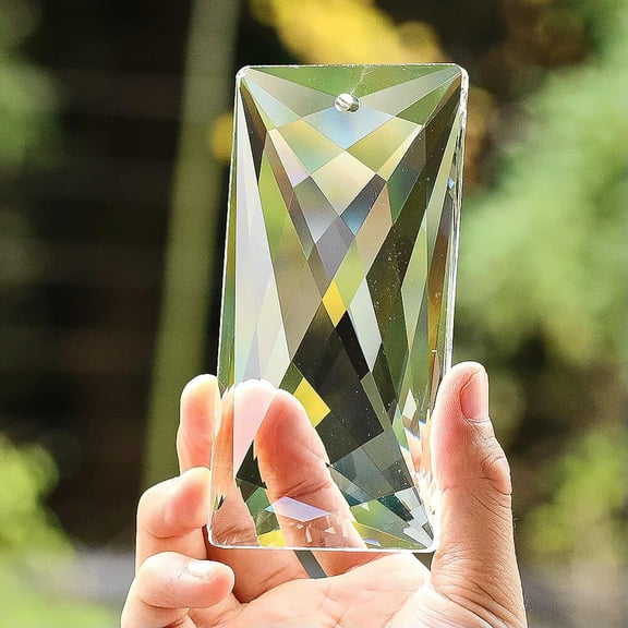 EOEMY Rainbow Maker 120mm Rectangular Glass Crystal Suncatcher Simple Aerial Pendant