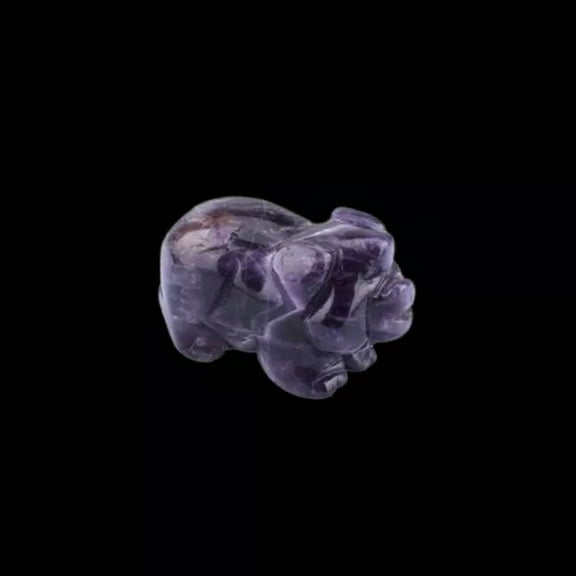 EOEMY Raw Natural Quartz Crystal Skull Carved Pig Wild Boar Piggy Animal Healing Stone- Amethyst Stone