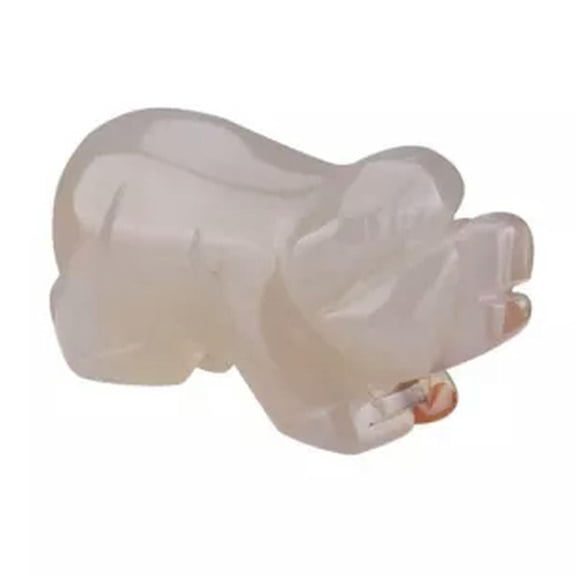 EOEMY Raw Natural Quartz Crystal Skull Carved Pig Wild Boar Piggy Animal Healing Stone-Gray Agate Jade Stone
