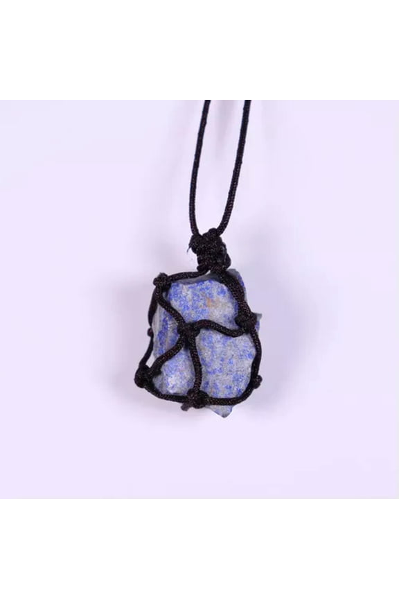 Raw Natural Quartz Net Pocket Stone Crystal Pendant Chakra Healing Necklace Gift-Lapis Lazuli Stone-1Pc