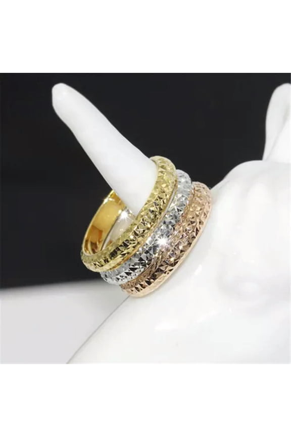 Real Au750 Pure 18K Gold Men Women Lucky Many Star Ring Us:3-10-White