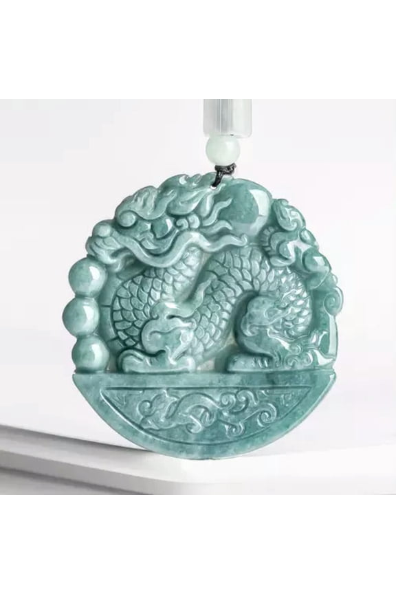 Real Grade A 100% Natural Green Jade Jadeite Lucky Zodiac Dragon Pendant