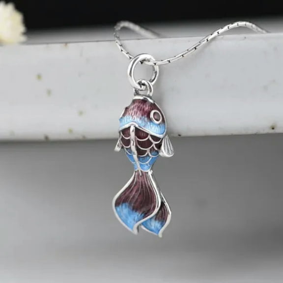 EOEMY Real Solid 925 Sterling Silver Men Women Lucky Enamel Koi Fish Pendant Earrings-Pendant