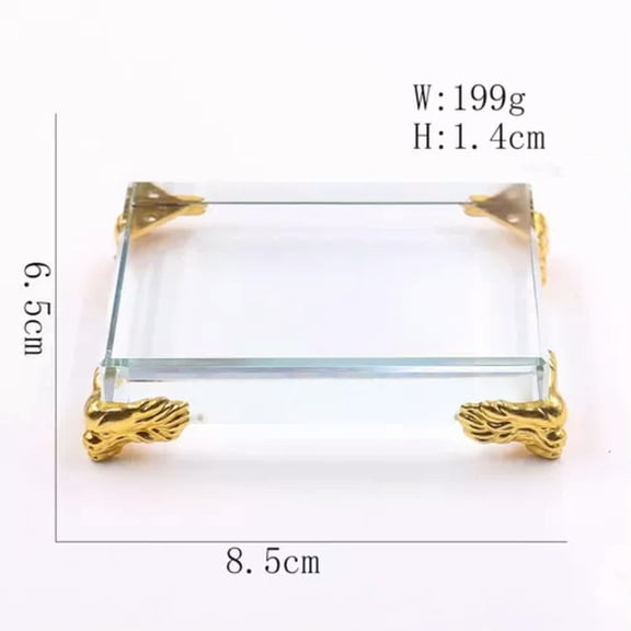 EOEMY Rectangle Crystal Glass Cube Base Decorations Craft Base Feng Shui Home Decor-8.5Cm