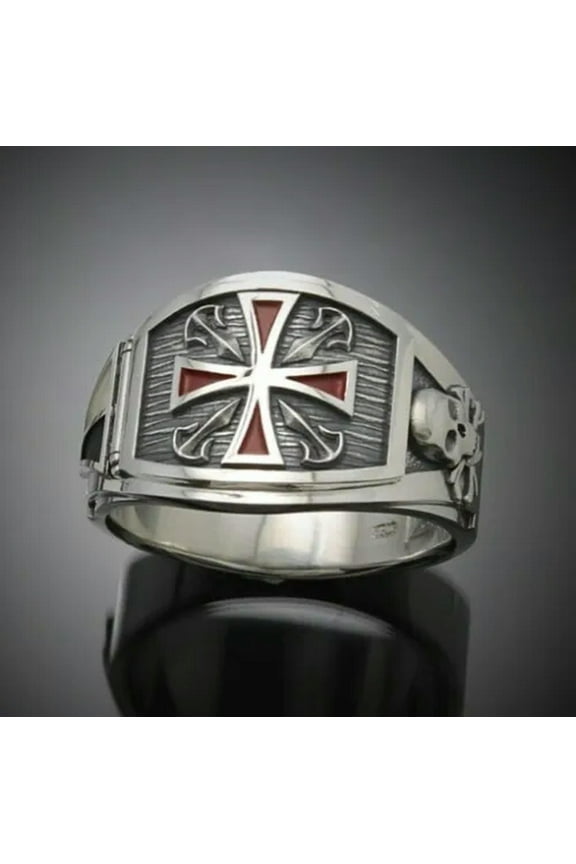 Retro 925 Silver Men Women Cross Skull Rings Party Band Jewelry Gifts Size 7-13-#1-13