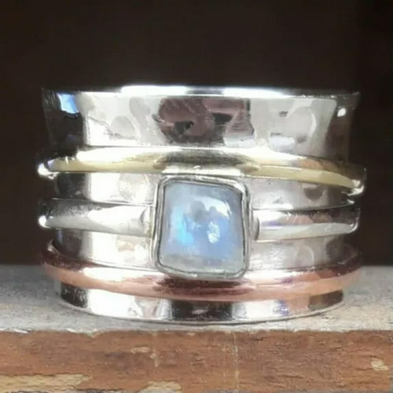 EOEMY Retro 925 Silver Moonstone Rings Women Wedding Bridal Jewelry Gift Size 6-10-#3-8