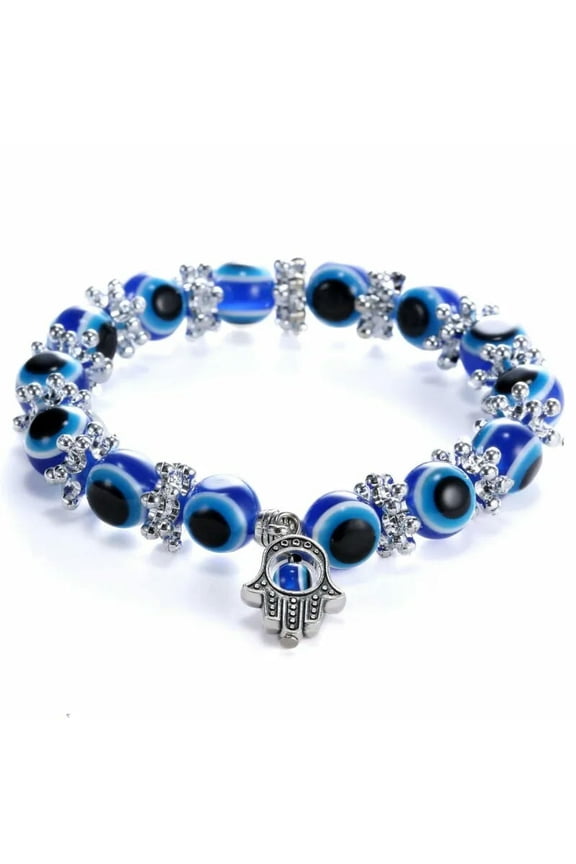 Retro Blue Turkish Evil Eye Bead Good Luck Protection Bracelet Bangle Hand Gift