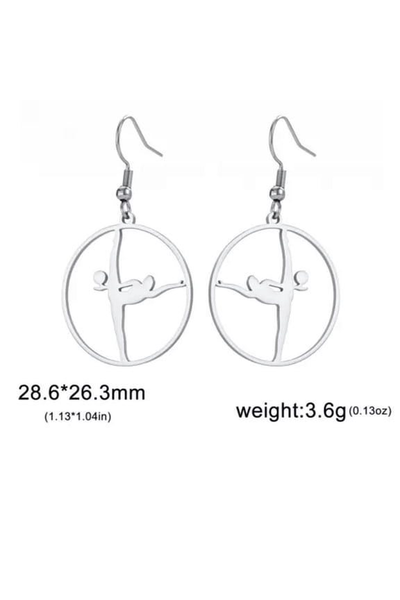 Rhythmic Gymnastics Earrings Stainless Steel Dancer Dangle Earring Sport Jewelry