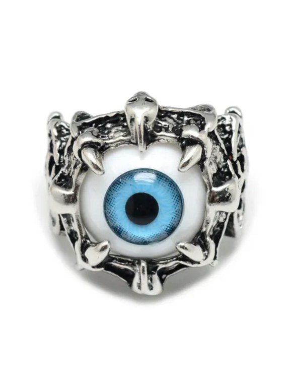 Ring Wide Band Rings Chunky Rings Eye Antique Silver Light Blue 18mm Z744-9