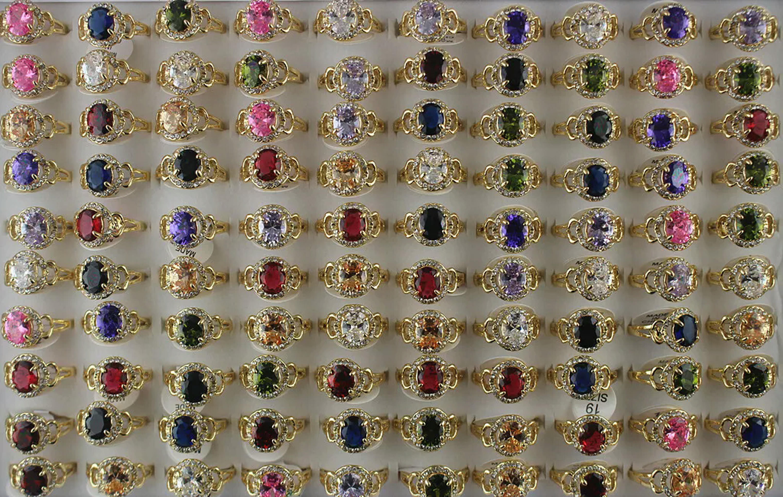 EOEMY Rings For Lady Wholesale Bulk Lots 32Pcs Cubic Zirconia Filled Rhinestone Ring