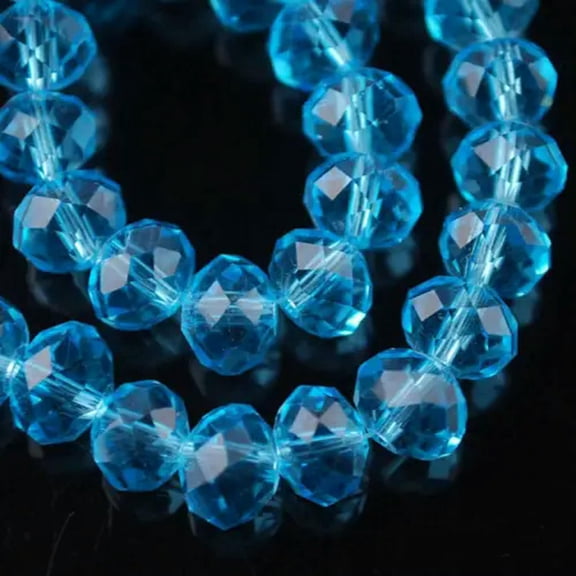 EOEMY Rondelle Faceted Crystal Glass Loose Spacer Beads Lot 3mm 4mm 6mm 8mm 10mm 12mm-10) Lake Blue-8X6mm (30Pcs)