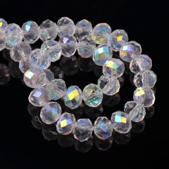 EOEMY Rondelle Faceted Crystal Glass Loose Spacer Beads Lot 3mm 4mm 6mm 8mm 10mm 12mm-1C) Clear Half Ab-3X2mm (100Pcs)