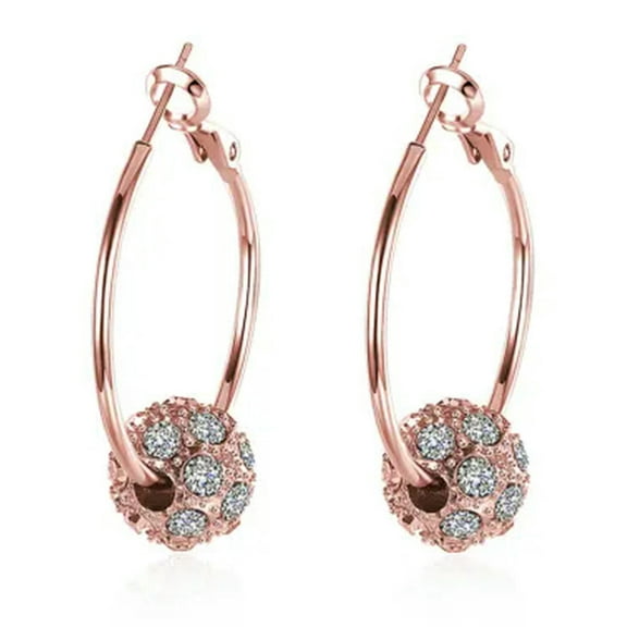 EOEMY Rose Gold Platinum Plated Earrings Drop Dangle Aaa Zirconia French Clip.4" L242-18K Gold Rose Plated