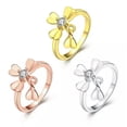 thumbnail image 1 of EOEMY Rose Gold Platinum Plated Fashion Ring Aaa Zirconia Women Flower B237-Platinum Plated-7, 1 of 1