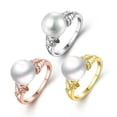 thumbnail image 1 of EOEMY Rose Gold Platinum Plated Fashion Solitaire Ring White Glass Pearl Women B350-Platinum Plated-8, 1 of 1