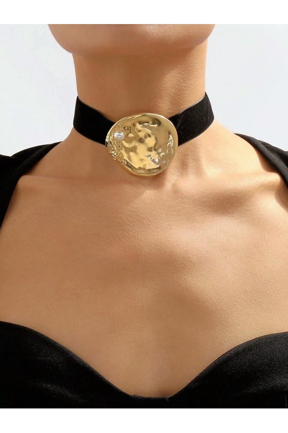Round Decor Element Choker Statement Necklace Modern Necklace Creative Jewelry-Default