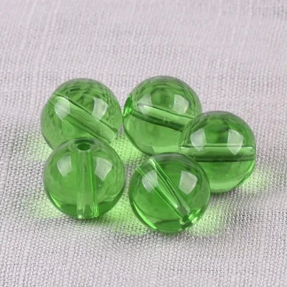 EOEMY Round Glossy 6mm 8mm 10mm 12mm 14mm Crystal Glass Loose Beads For Jewelry Making-Green-12mm (10Pcs)