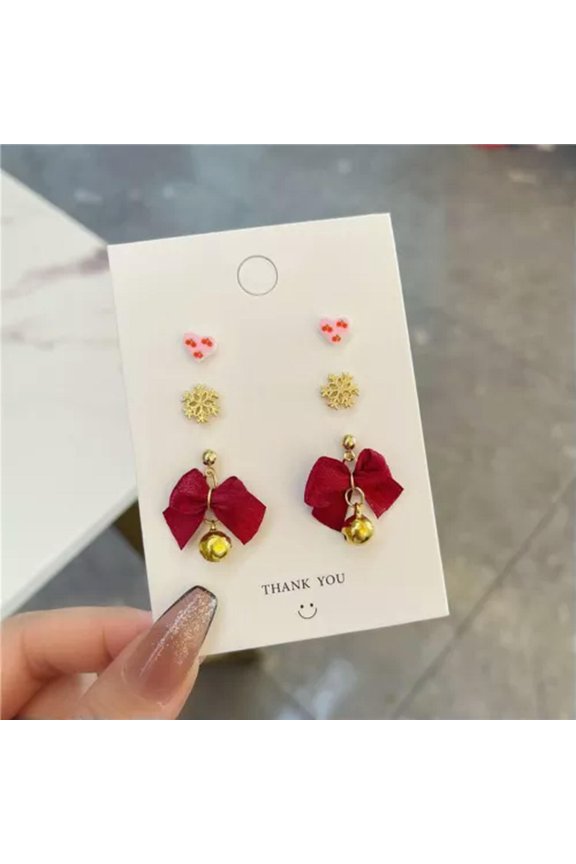 Santa Claus Christmas Tree Earrings Stud Drop Dangle Women Xmas Party Jewelry -15-Knot
