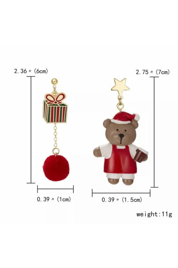 Santa Claus Elk Earrings Stud Drop Dangle Women Xmas Party Jewelry Christmas -23-Bear