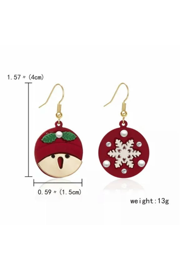 Santa Claus Elk Earrings Stud Drop Dangle Women Xmas Party Jewelry Christmas -67-Snow