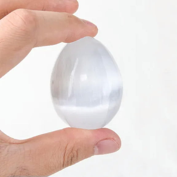 EOEMY Selenite Worry Stones Oval Palm Stones Thumb Crystal Healing Message Gemstone-About 6Cm (Oval)
