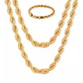 thumbnail image 1 of EOEMY Set 2Pcs 18K Gold Filled 4mm Necklace Bracelets For Man Women Christmas Wedding-50Cm And 20Cm, 1 of 5
