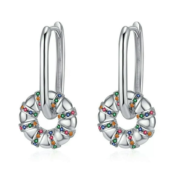 EOEMY Shiny Zircon Ear Buckle Hoop Huggie 925 Sterling Silver Earrings Womens Jewelry