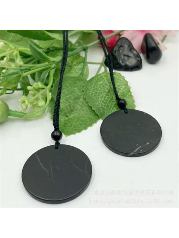Shungite Natural Stone Pendant Original Healing Crystal Emf Karelia Russia-Flat