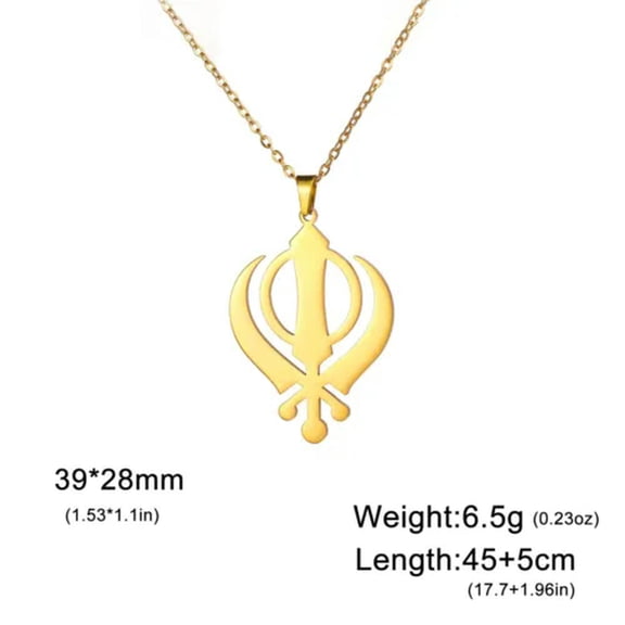 EOEMY Sikhism Khanda Pendant Necklace Stainless Steel Religious Amulet Jewelry Gift