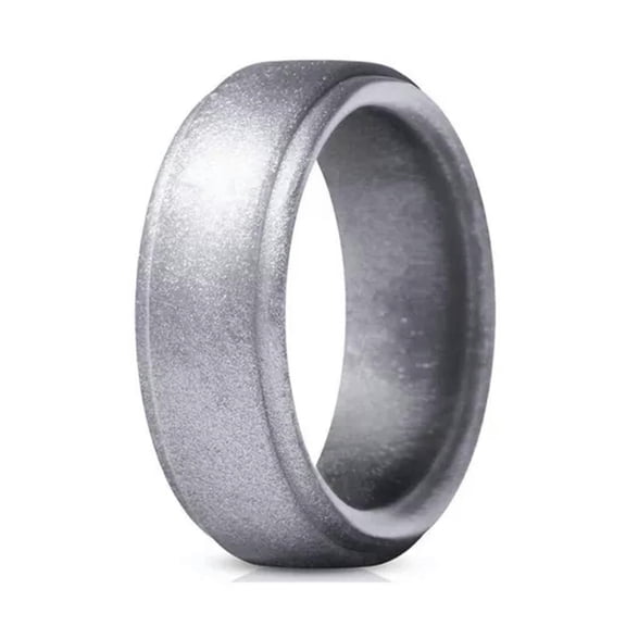 EOEMY Mens New Food Grade Silicone Rings Wedding Rubber Bands Hypoallergenic Flexible*-Silver-7