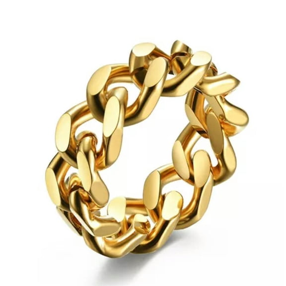 EOEMY Silver/Black/Gold Chain Rings Stainless Steel Men'S Punk Fashion Band Size 6-13