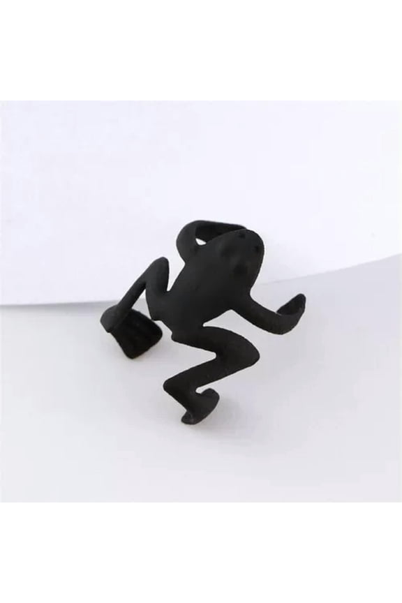 Silver Plated Frog No Piercing Ear Cuff Clip Earrings Women Men Ear Cuff Jewelry-Black