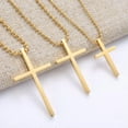 thumbnail image 1 of EOEMY Silver Stainless Steel Cross Pendant Necklace For Men Women Ball Chain 18"-26"-Gold-Small(1.14"*0.66")-18Inch Or 45Cm, 1 of 8