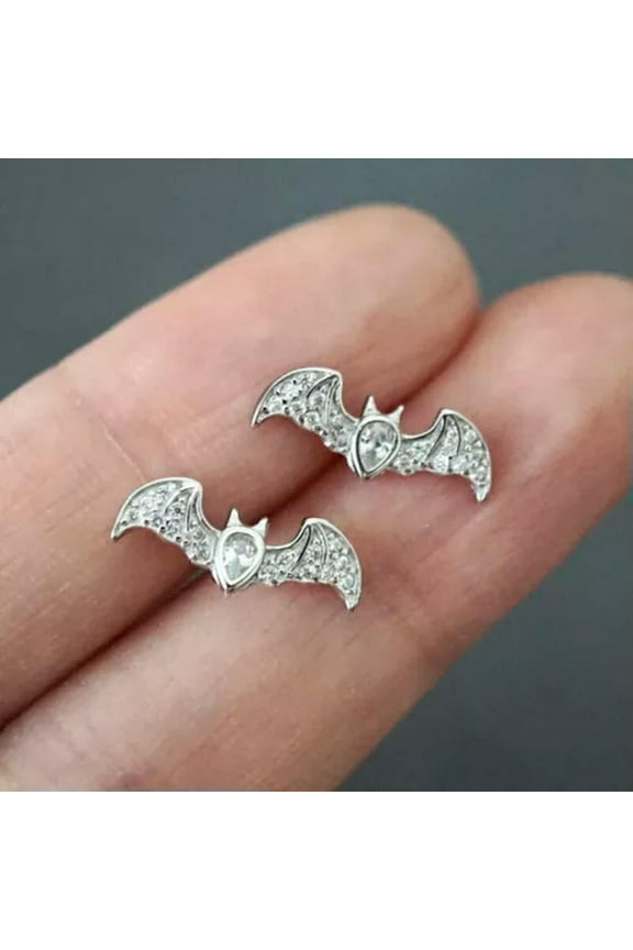 Simple 925 Silver Stud Earrings Cubic Zircon Women Halloween Jewelry A Pair