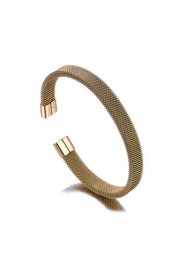 Simple Design Stainless Steel Network Open Cuff Bangle Women Men'S Bracelet Hot-Gold