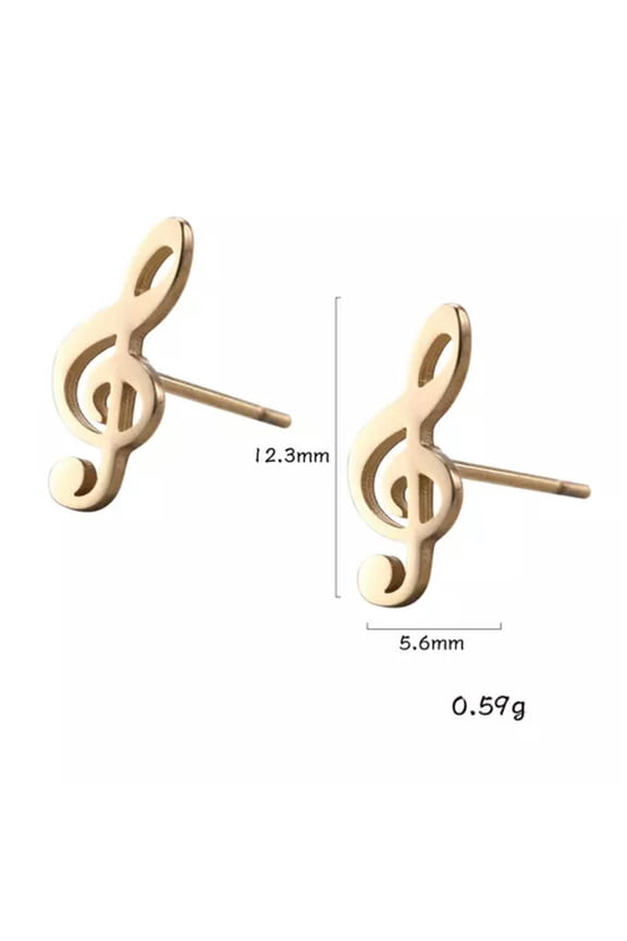 Simple Mini Music Stud Earrings Stainless Steel Musical Note Jewelry