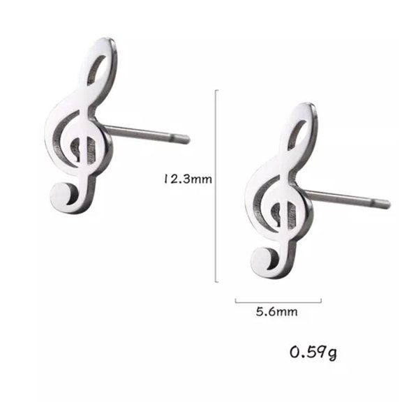 EOEMY Simple Mini Music Stud Earrings Stainless Steel Musical Note Jewelry