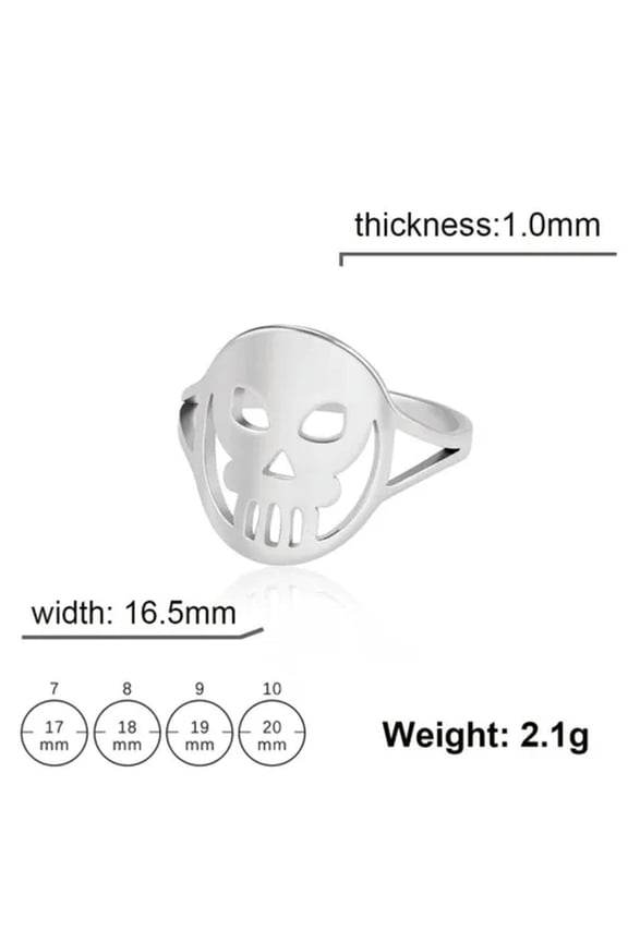Skull Stainless Steel Ring Halloween Skeleton Rings Vintage Hollow Jewelry Gift