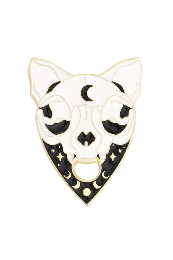Skull Wizard Cat Brooch Skull Sun And Moon Brooch Black Punk Brooch Lapel Pins-4