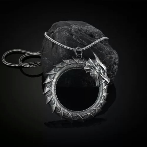 EOEMY Snake Pendant Necklace Men'S Dragon Pendant Hip Hop Necklace Punk Accessories