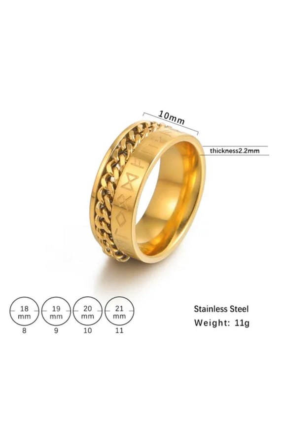 Spinner Chain Rings Punk Amulet Viking Norse Runes Ring Stainless Steel Jewelry