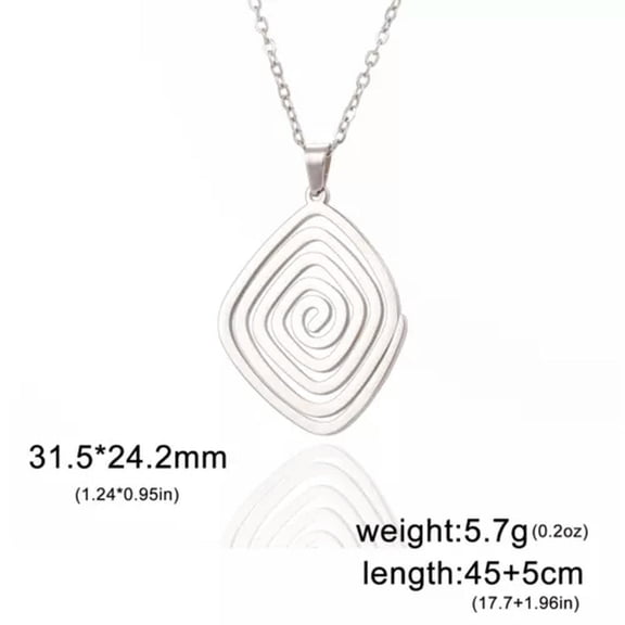 EOEMY Spiral Swirl Pendant Necklace Stainless Steel Neck Chains Choker Fashion Jewelry