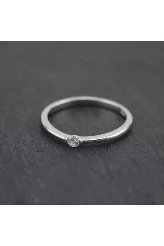Stackable Promise Ring 925 Sterling Silver Simple Plain Cz Dainty Band A3539-6