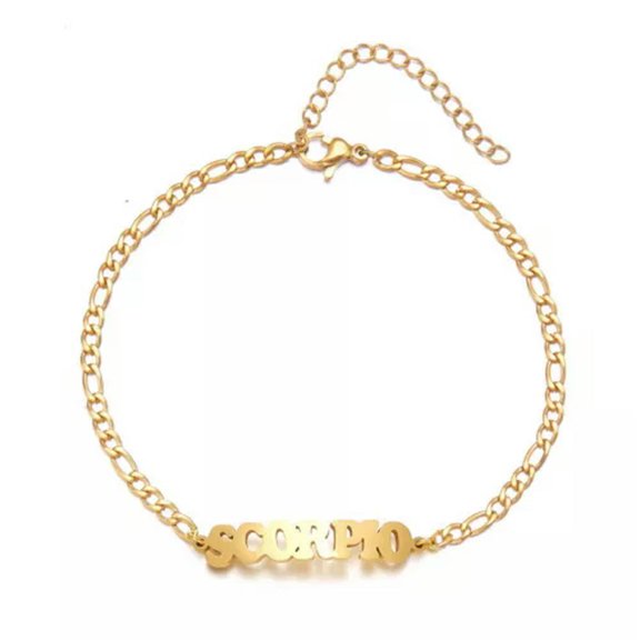 EOEMY Stainless Steel 12 Zodiac Constellation Sign Chain Bracelet Anklet Adjustable-Scorpio