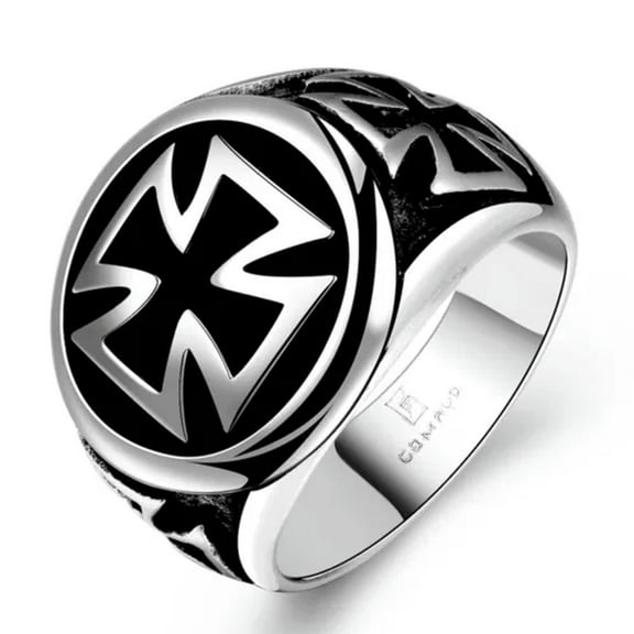 EOEMY Stainless Steel Antique Gothic Biker Tribal Ring Black Men'S Unisex Cross B205-9