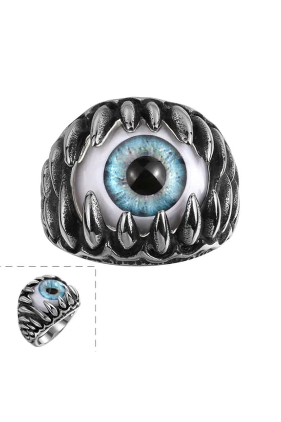 Stainless Steel Antique Ring Black Blue Men'S Unisex Claws Evil Eye B186-10