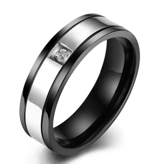 EOEMY Stainless Steel Band Wedding Ring Black Men'S Unisex B430-7