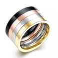 thumbnail image 1 of EOEMY Stainless Steel Band Wedding Ring Black Rose Gold Plated Silver Women B425-10, 1 of 7