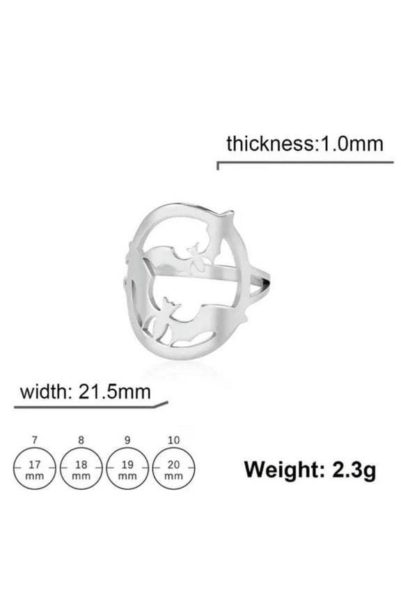 Stainless Steel Bat Ring Halloween Hollow Bat Finger Rings Vintage Jewelry Gift