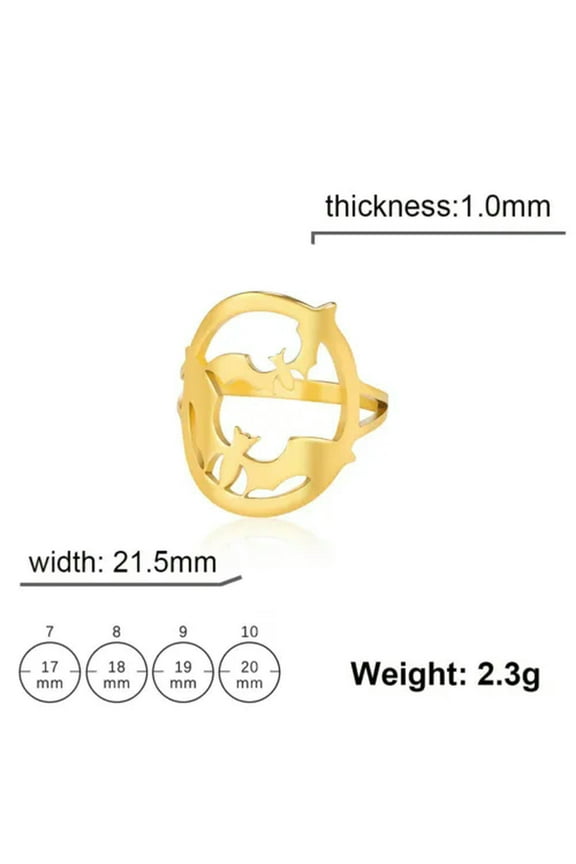 Stainless Steel Bat Ring Halloween Hollow Bat Finger Rings Vintage Jewelry Gift